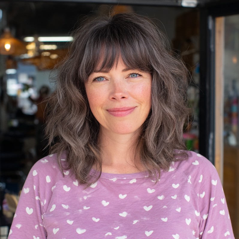 Chic Layered Lob with Long Bangs