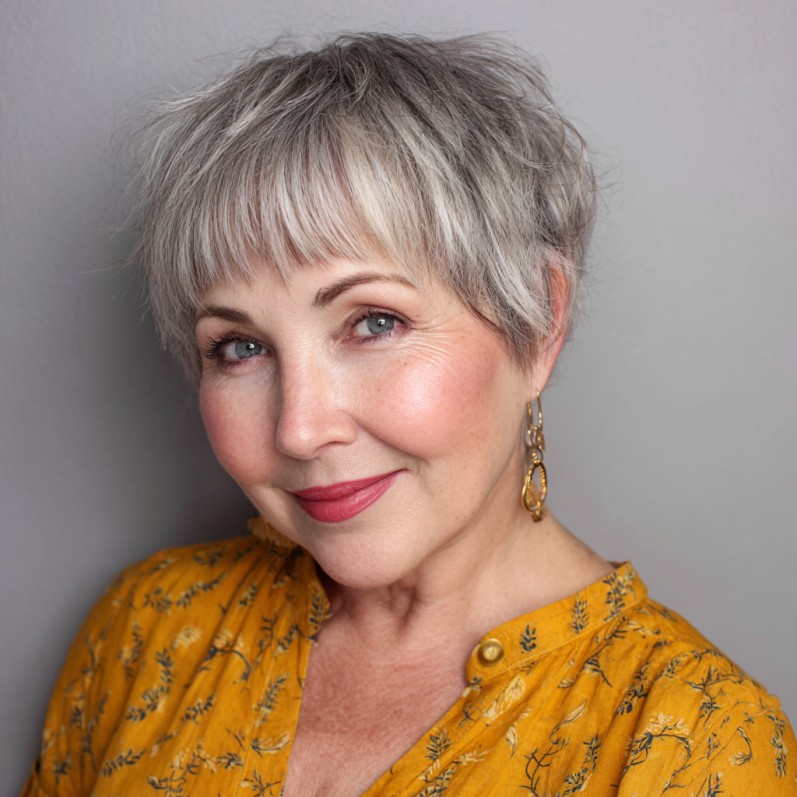 Chic Silver Pixie Cut with Soft Volume