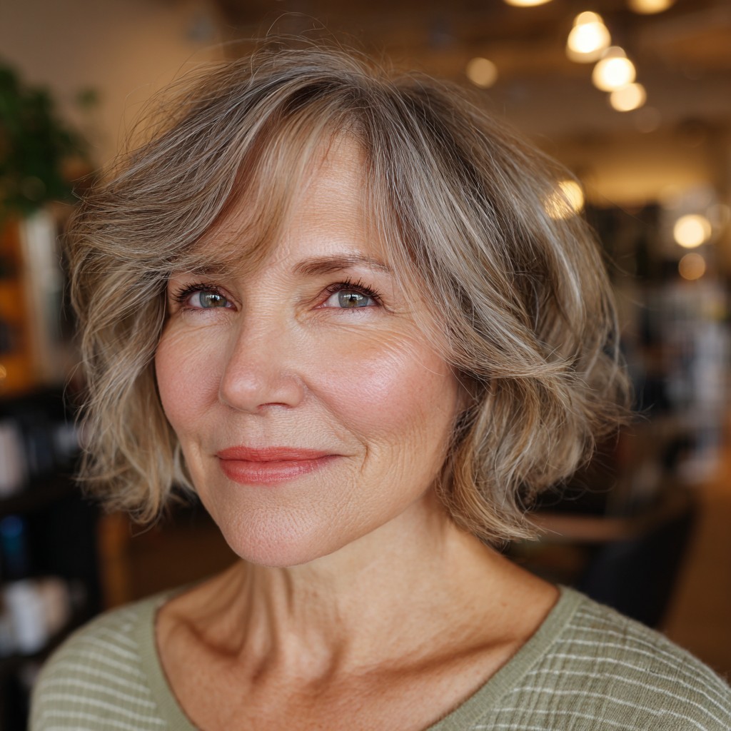 Chic Soft Waves with Light Bronde Highlights