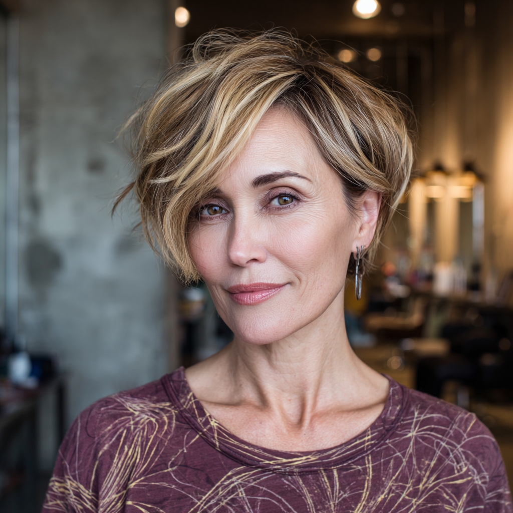 Chic Textured Ash Blonde Pixie Bob with Soft Waves