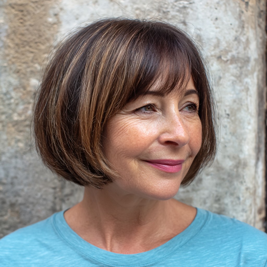 Chic Textured Bob with Soft Bangs
