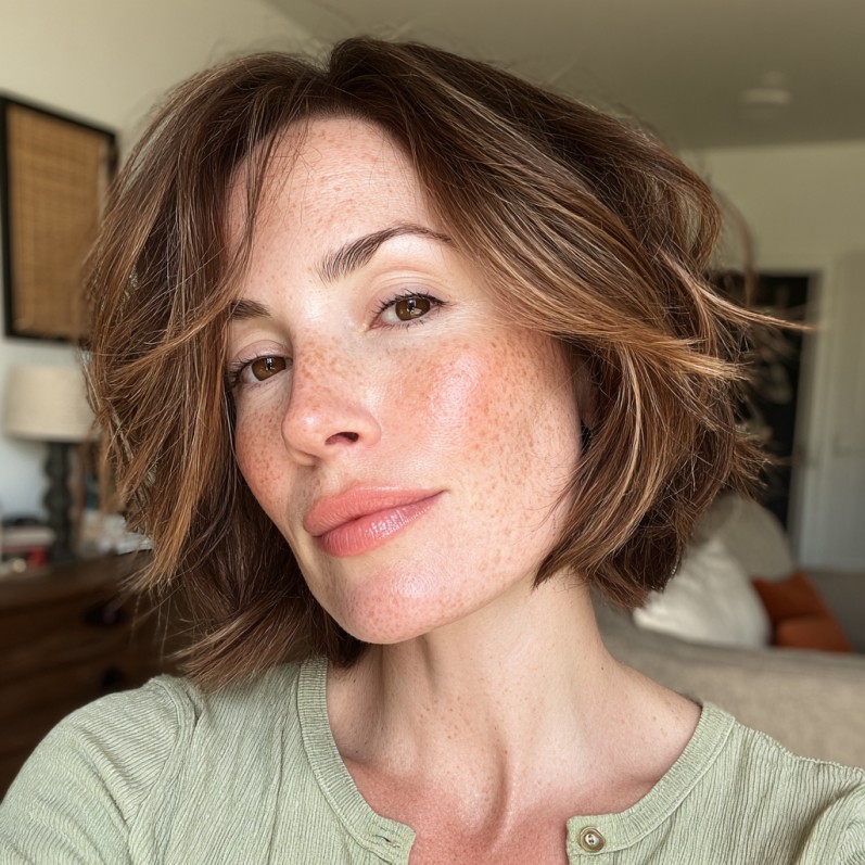 Chic Textured Bob with Subtle Highlights