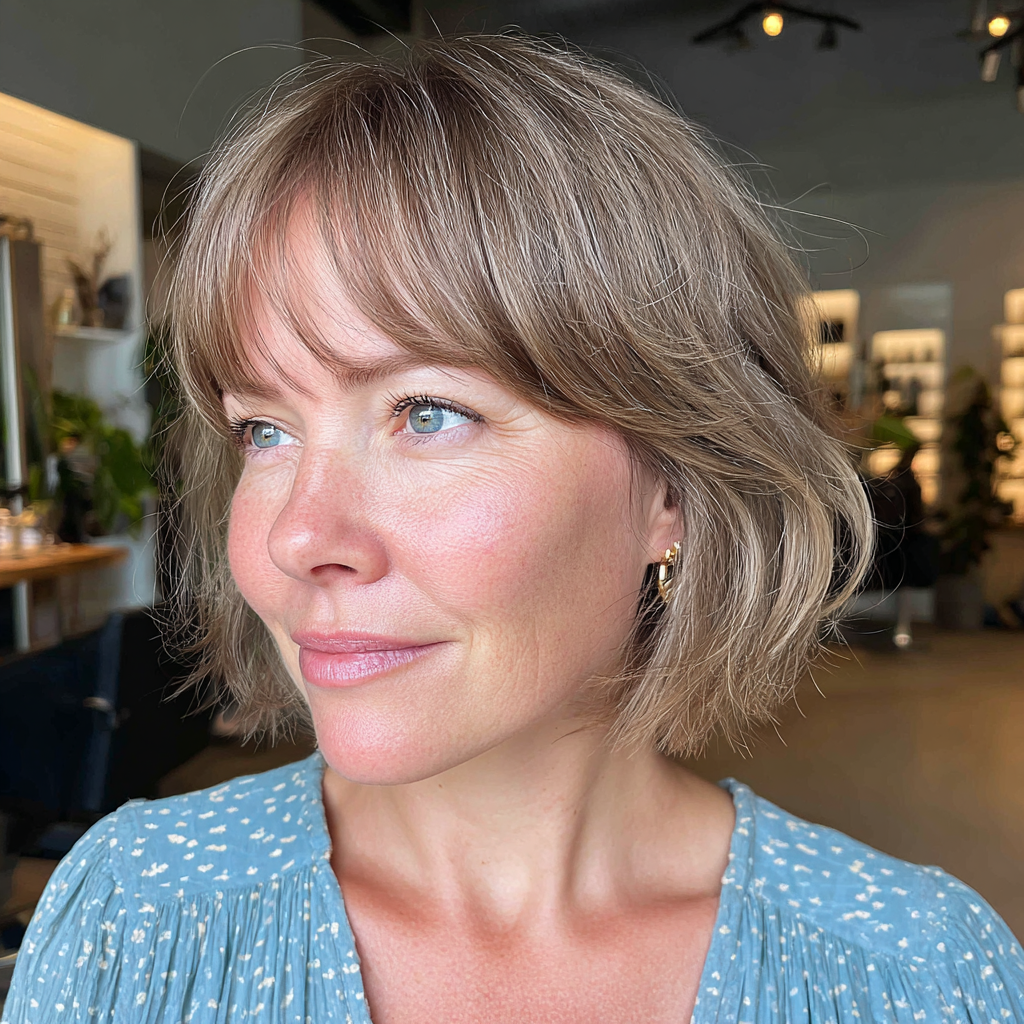 Choppy Bob with Soft Feathered Bangs
