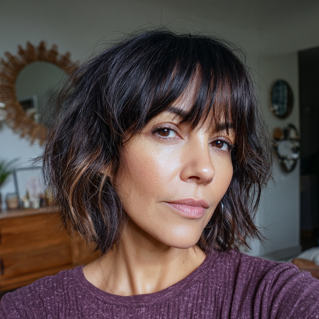 Choppy Bob with Soft Wispy Bangs