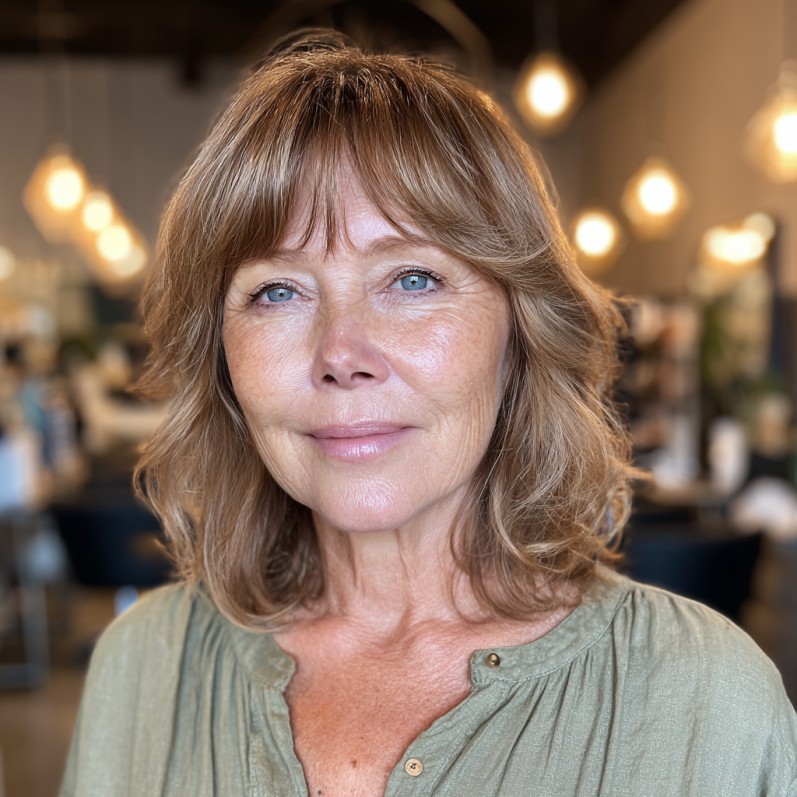 Choppy Lob with Playful Long Bangs