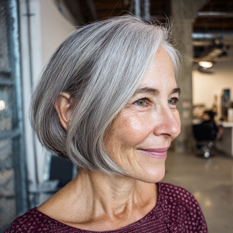 Classic Textured Silver Bob with Subtle Movement
