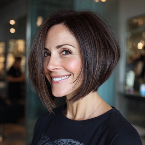 Modern Asymmetrical Bob with Soft Layers