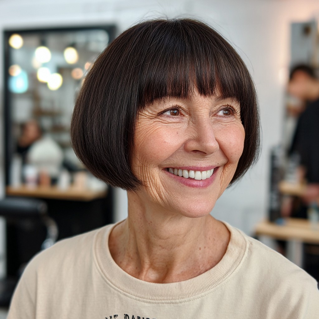 Modern Rounded Bob with Stylish Bangs
