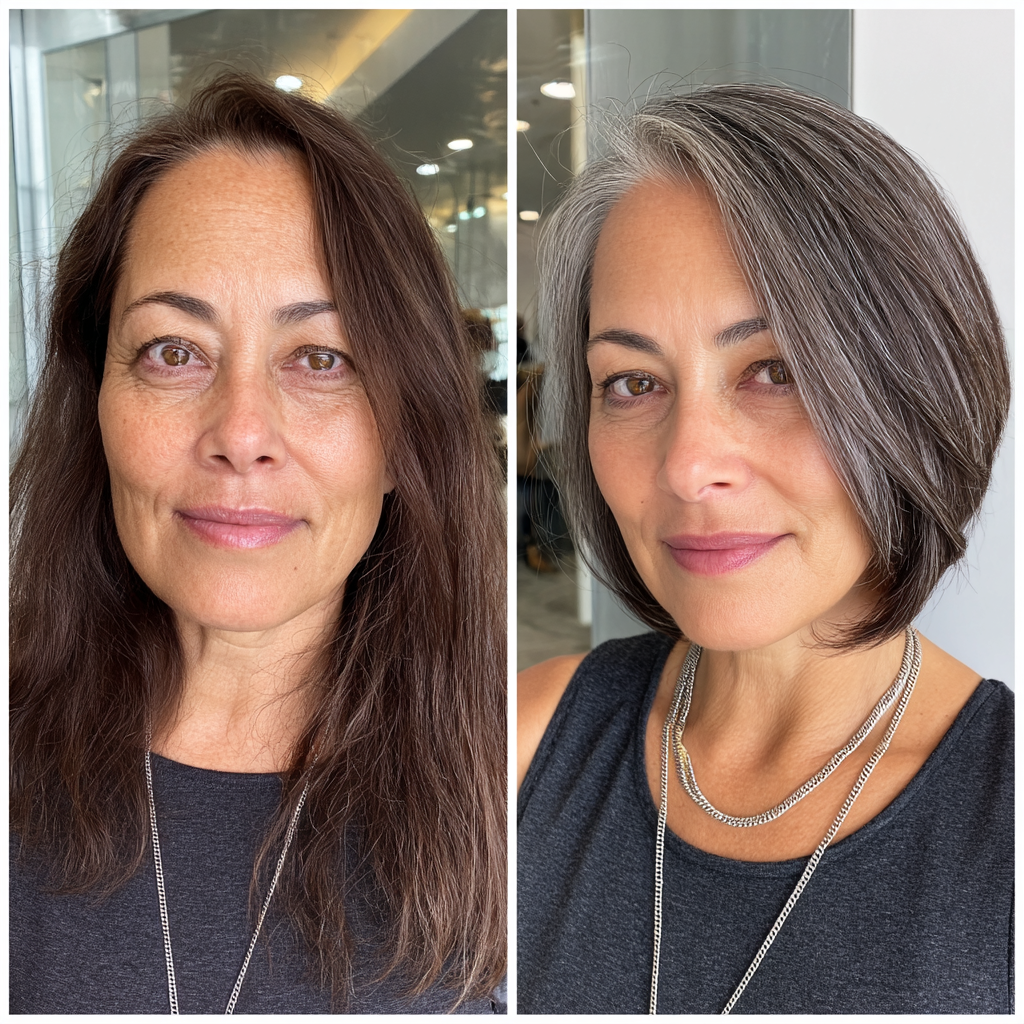 Modern Textured Asymmetrical Bob with Silvery Highlights