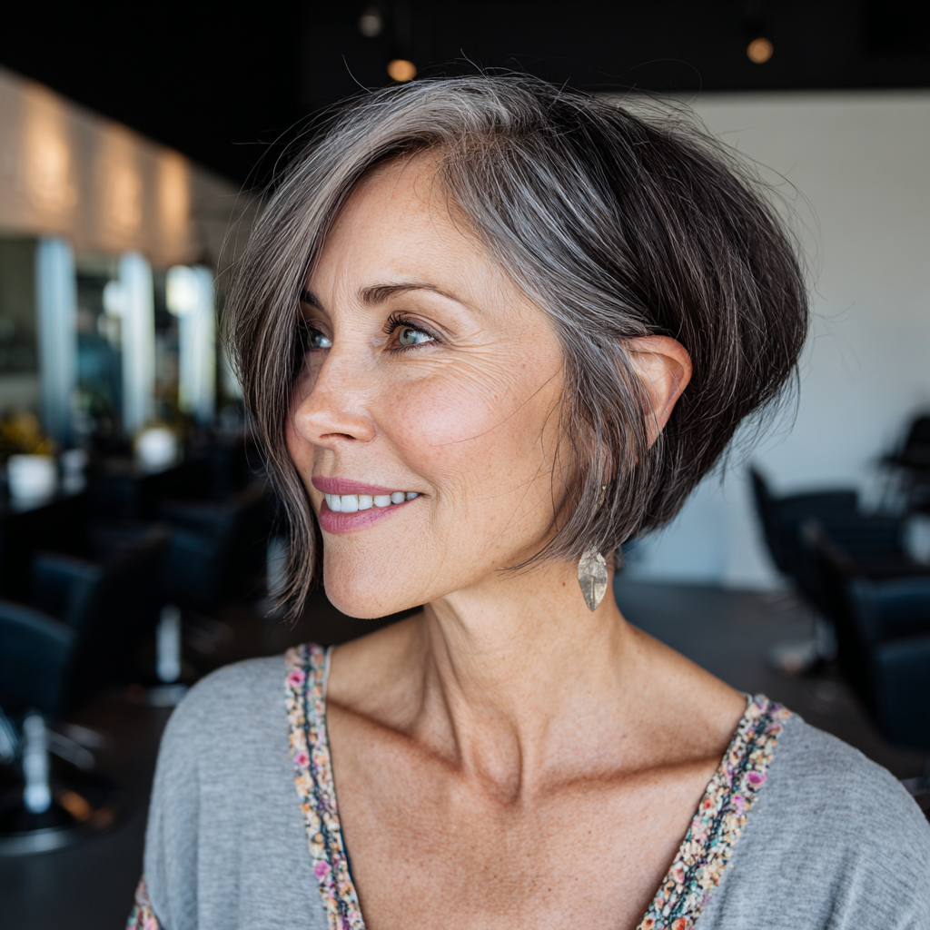 Modern Textured Asymmetrical Bob with Subtle Highlights