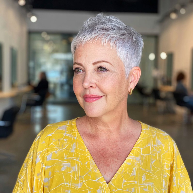 Modern Textured Silver Pixie Cut