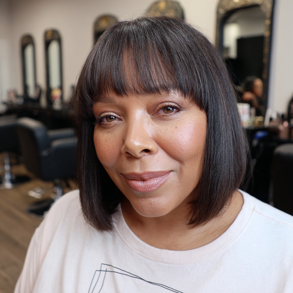 Sleek Blunt Bob with Soft Bangs