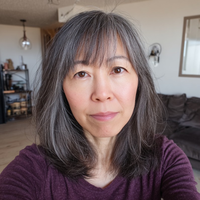 Softly Framed Lob with Delicate Bangs