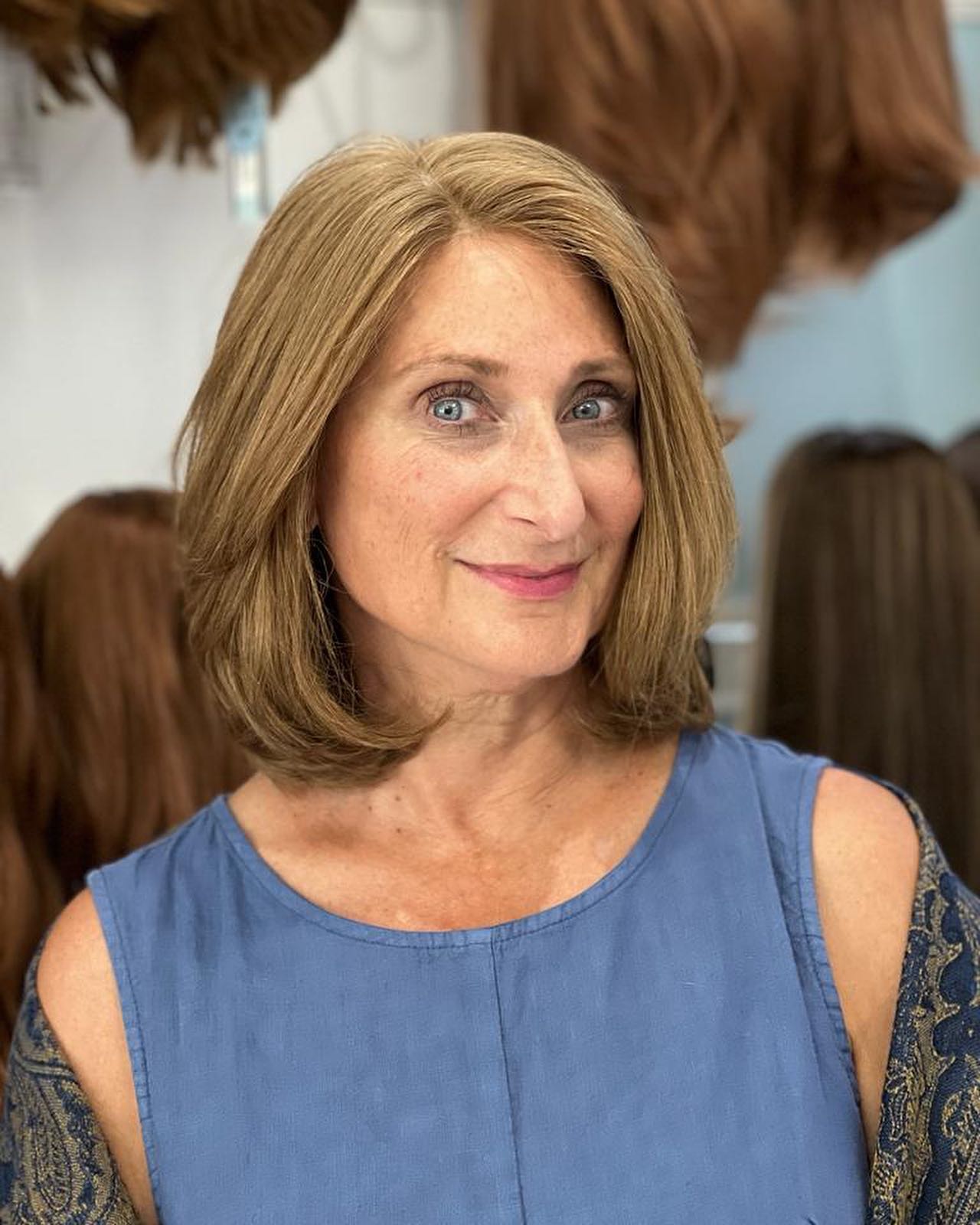 Softly Layered Golden Bob with Natural Movement