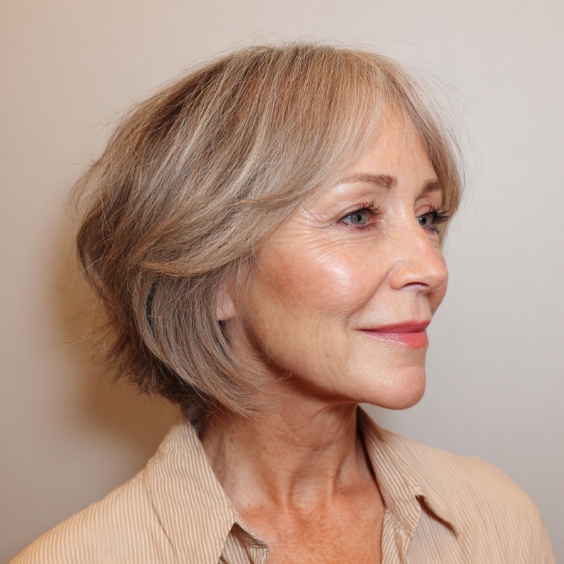 Softly Textured Ash Blonde Bob with Subtle Layers