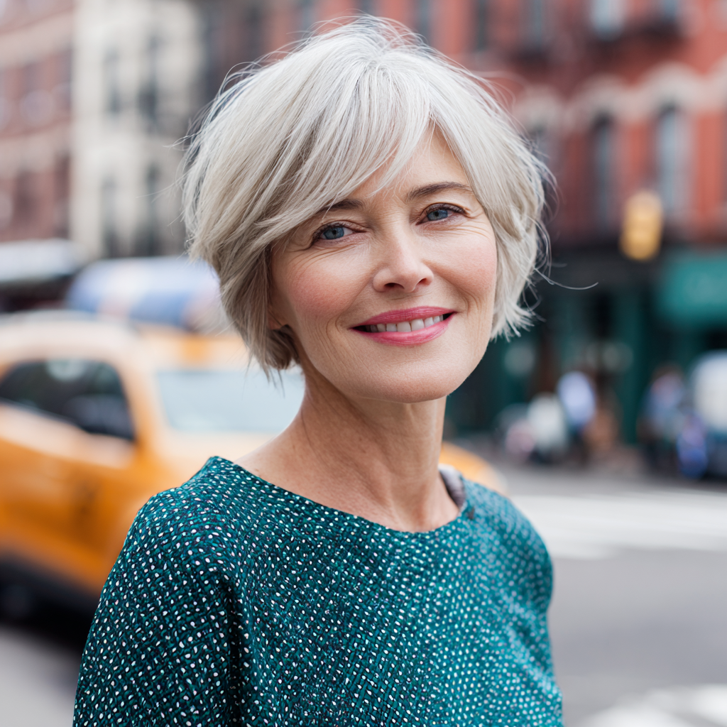 Softly Textured Silver Pixie Bob with Gentle Layers