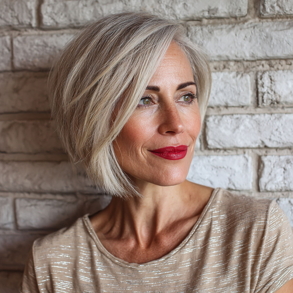 Stylish Asymmetrical Bob with Soft Blonde Highlights