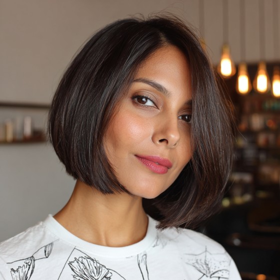 Stylish Asymmetrical Bob with Subtle Layers