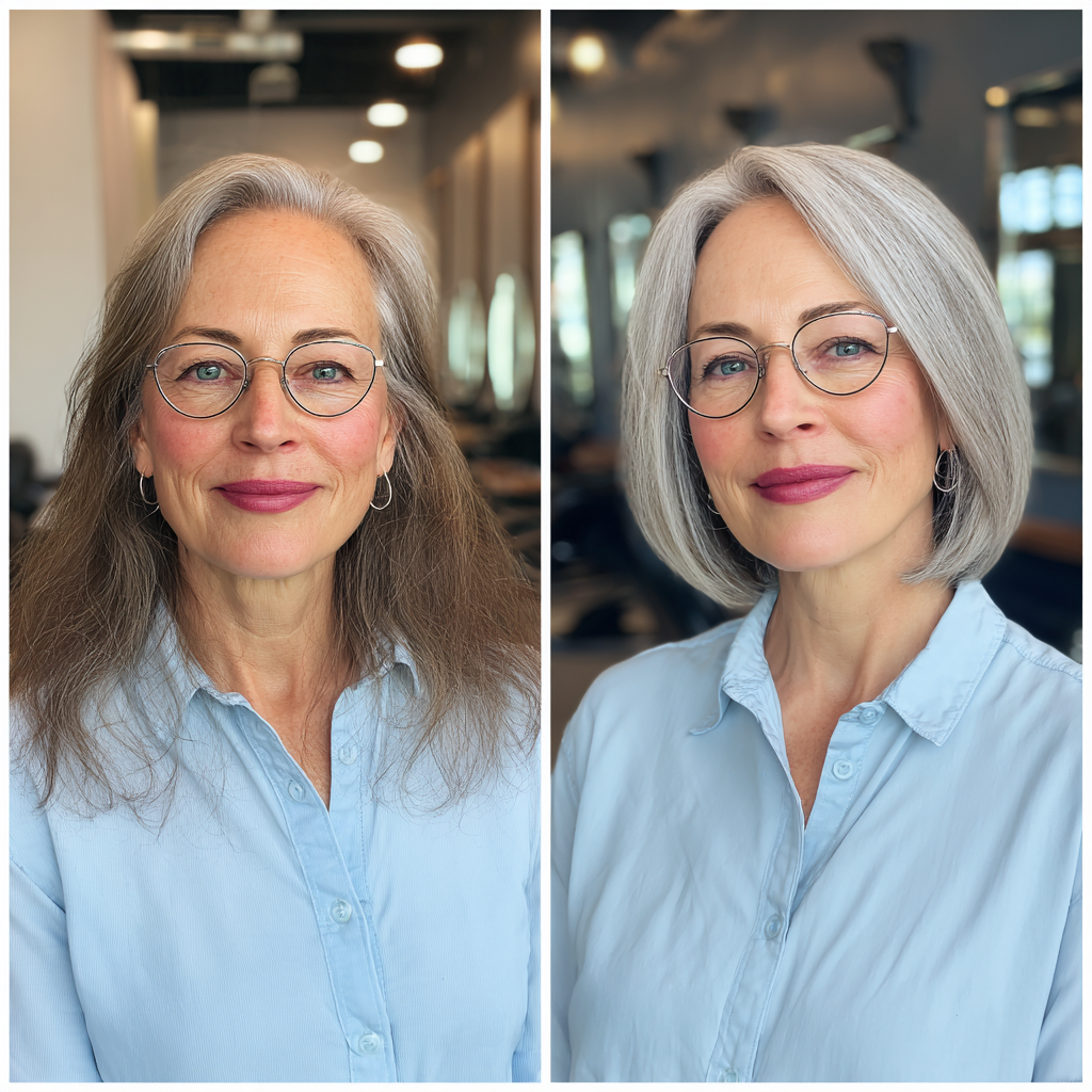 Stylish Blunt Silver Bob with Subtle Textured Ends