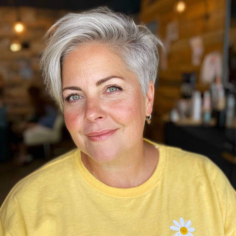 Stylish Silver Pixie Cut with Bold Volume