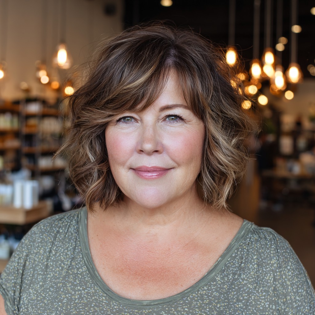 Textured Curly Bob with Soft Layers