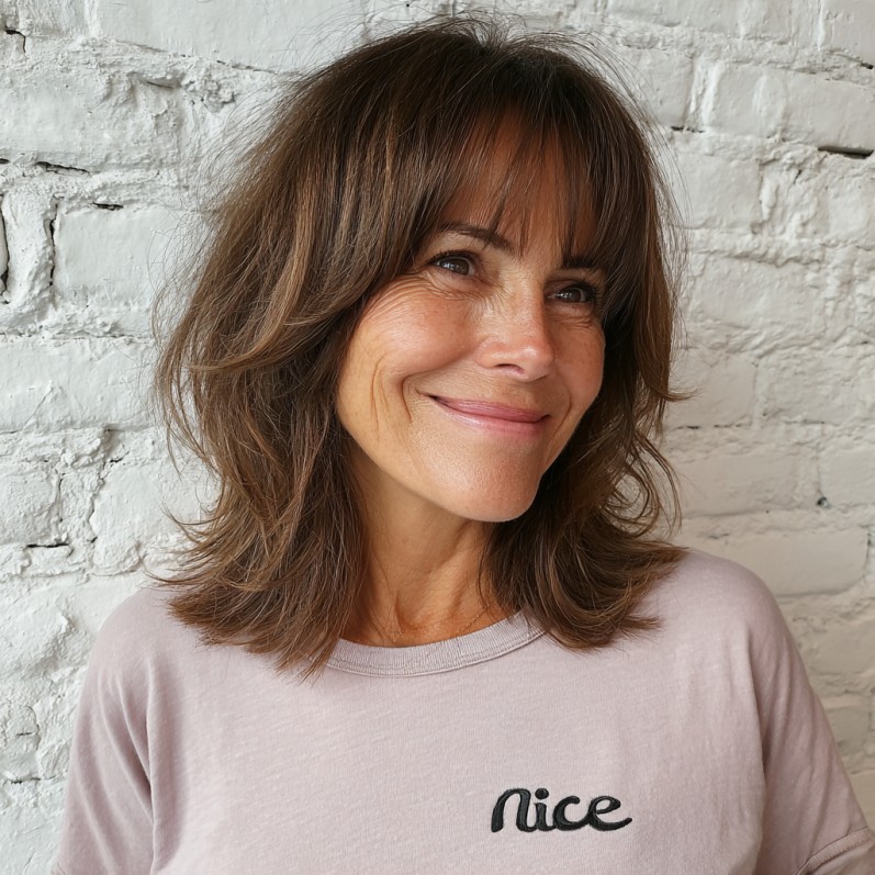 Textured Lob with Soft Bangs