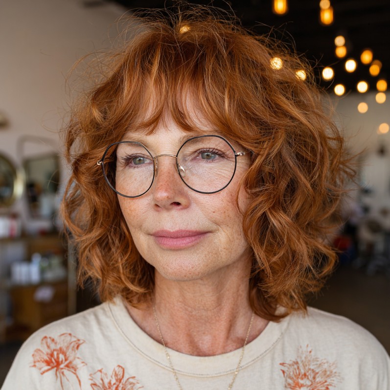 Textured Shoulder-Length Curly Cut with Face-Framing Layers