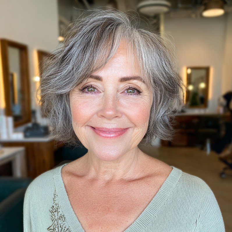 Textured Silver Bob with Soft Volume