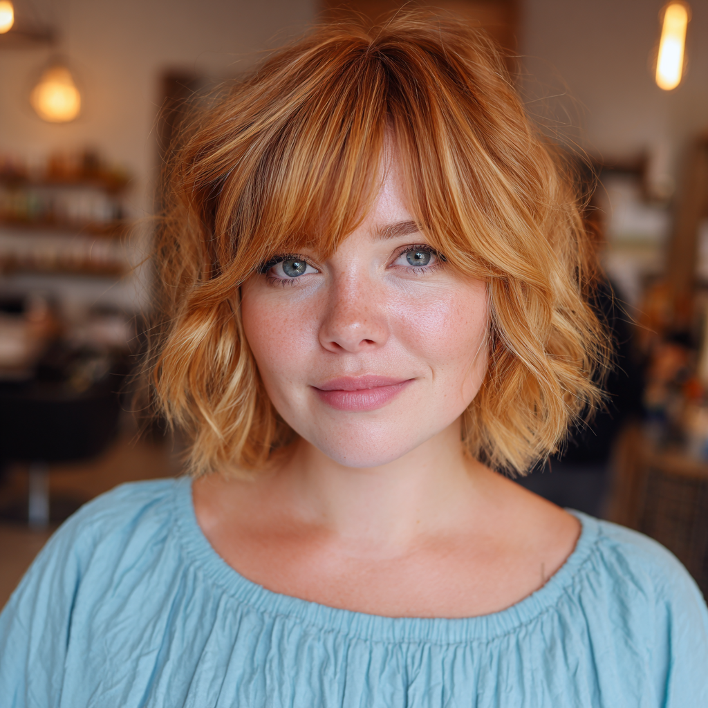 Textured Wavy Bob with Breezy Bangs