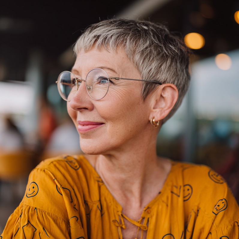 Trendy Silver Pixie Cut with Soft Textured Edges