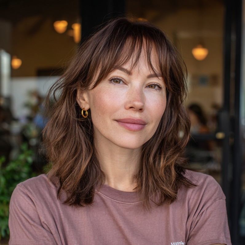 Trendy Tousled Lob with Long Bangs