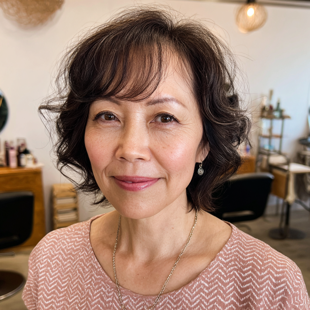 Chic Curly Ripple Bob with Soft Layers