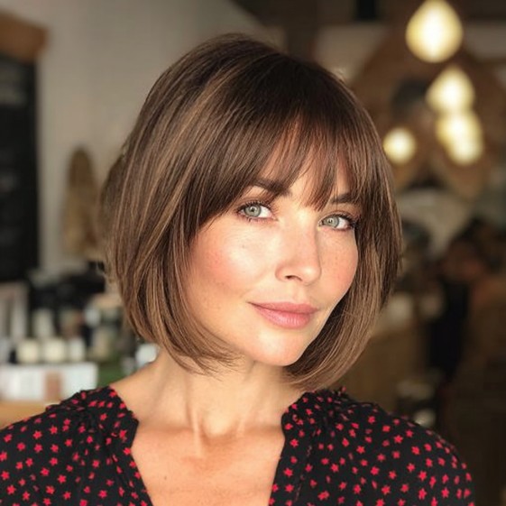 Chic Rounded Bob with Playful Bangs