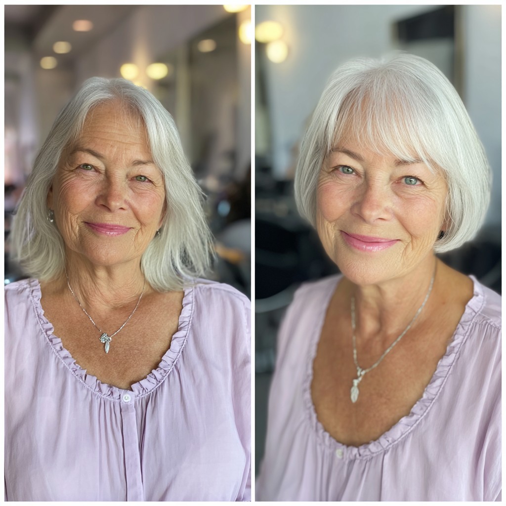 Chic Soft White Bob with Subtle Face-Framing Layers