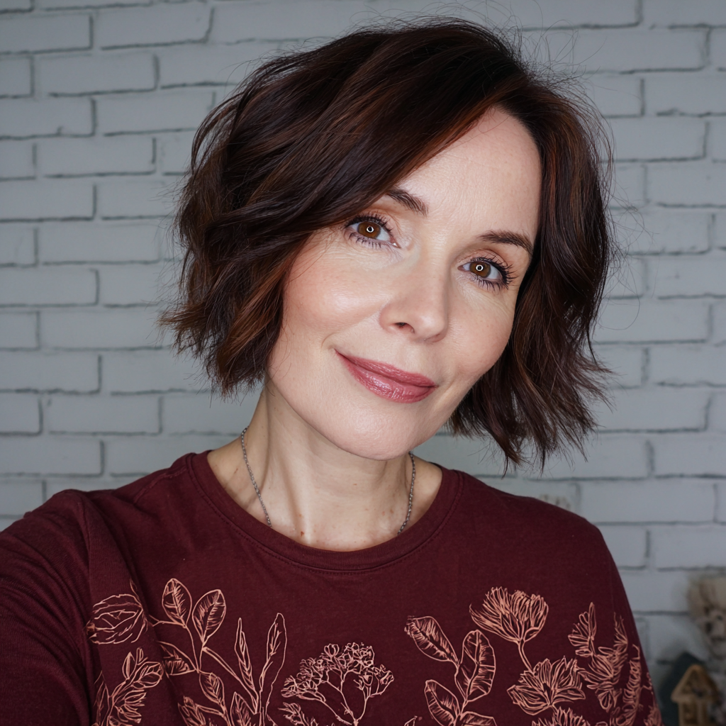 Chic Textured Ripple Bob with Rich Highlights