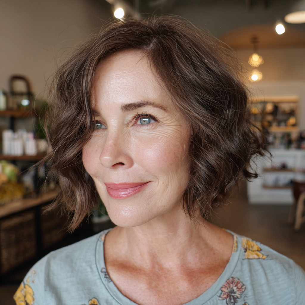 Chic Textured Ripple Bob with Soft Curls