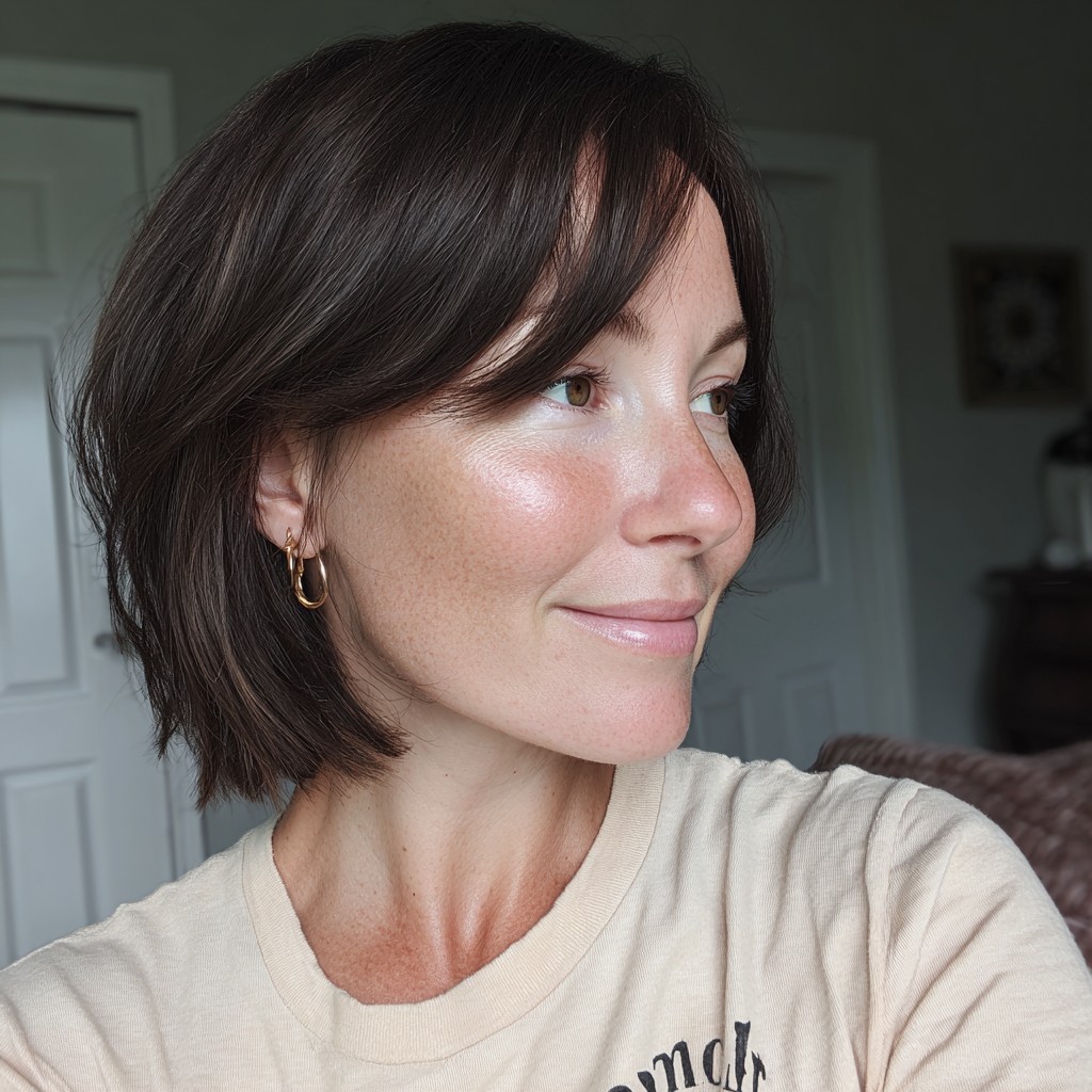 Effortlessly Layered Wedge Bob with Soft Fringe