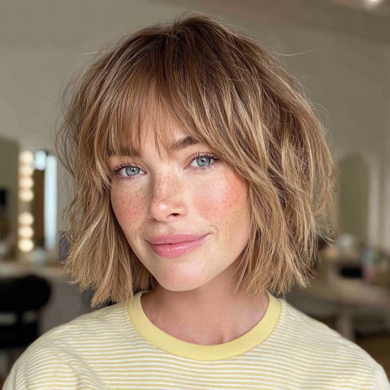 Playful Shaggy Bob with Soft Bangs