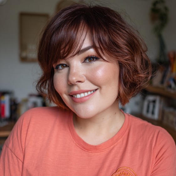 Playful Textured Bob with Wispy Bangs