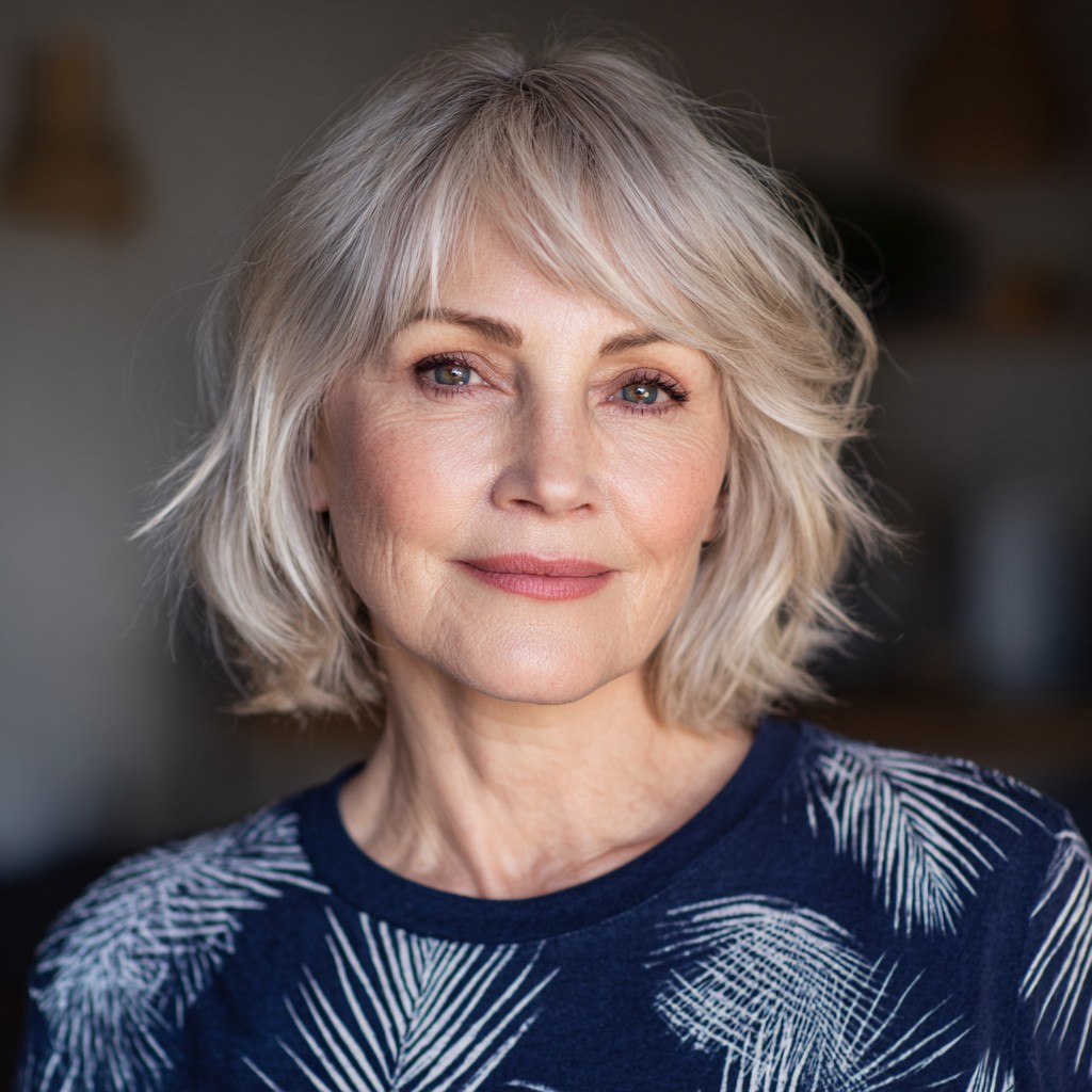 Soft Textured Lob with Wispy Bangs