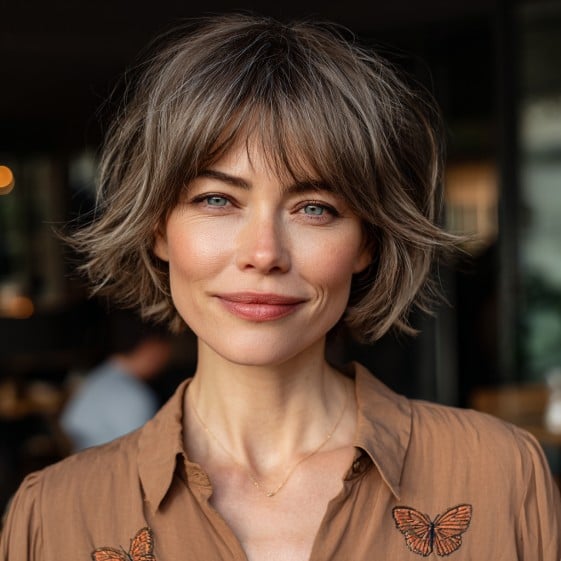 Soft Textured Shaggy Bob with Face-Framing Layers