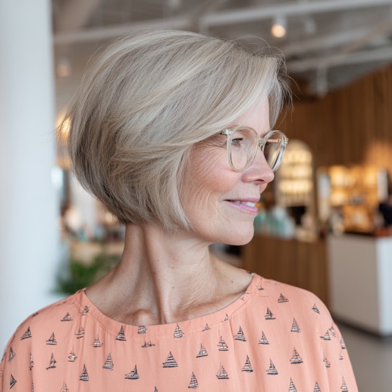 Softly Textured Blunt Crop Bob with Subtle Layers