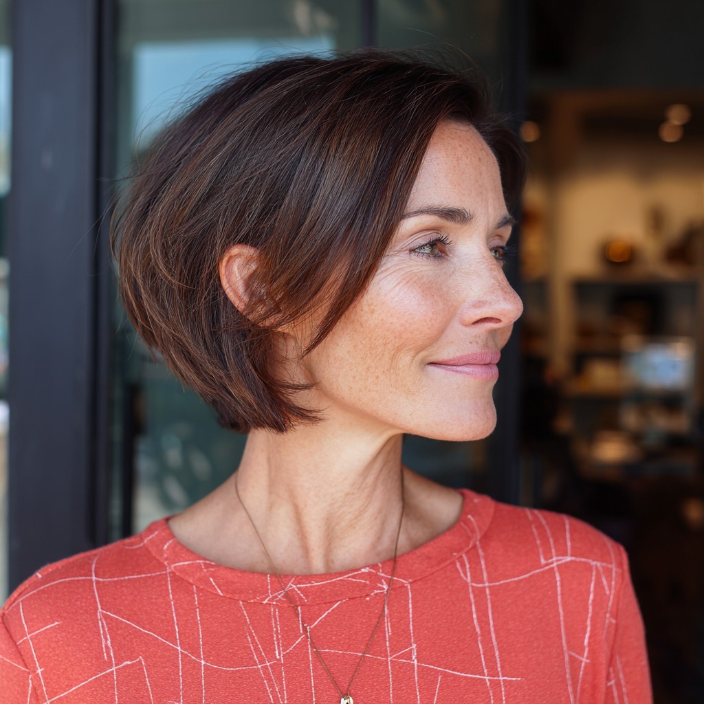 Stylish Asymmetrical Wedge Bob with Subtle Layers