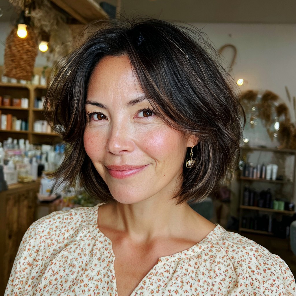 Stylish Textured Wedge Bob with Soft Layers