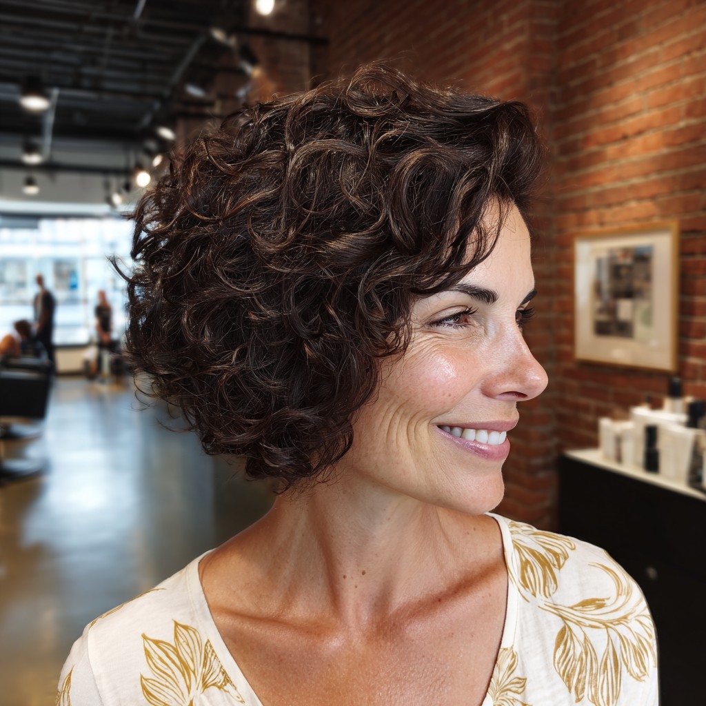 Textured Curly Wedge Bob with Defined Curls