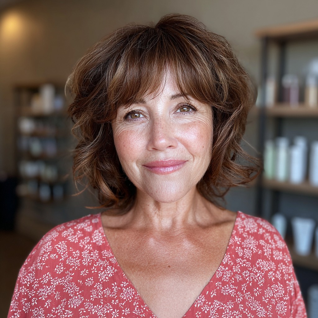 Textured Mid-Length Cut with Soft Bangs