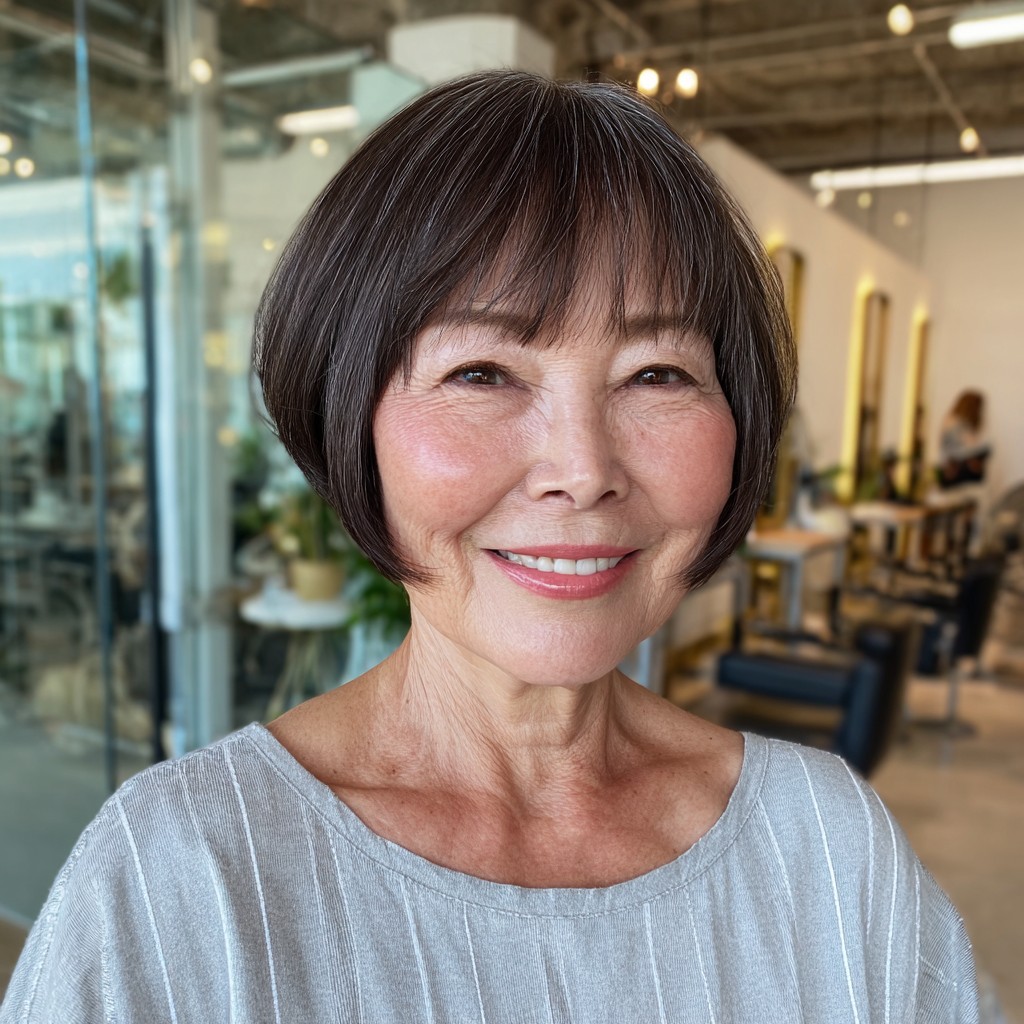 Textured Rounded Bob with Soft Bangs