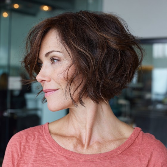 Textured Shaggy Bob with Defined Curls