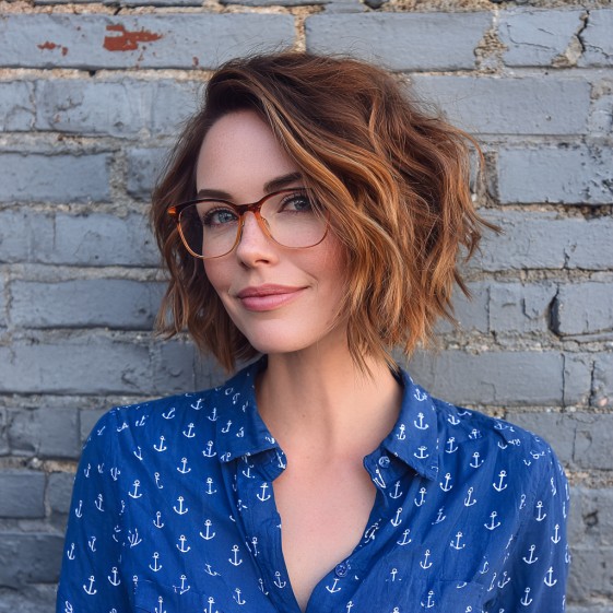 Textured Shaggy Bob with Subtle Curls