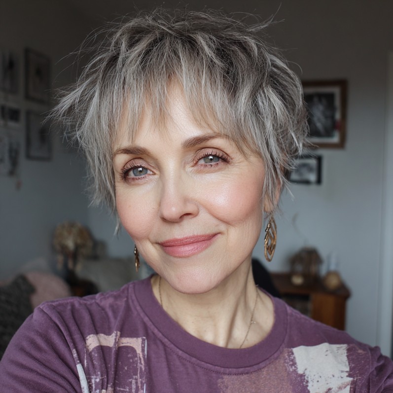 Textured Silver Bixie with Feathered Layers